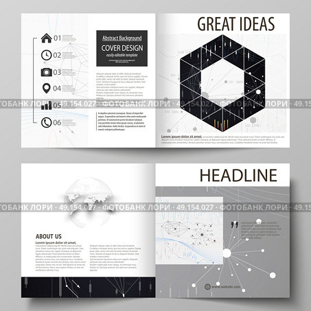Business templates for square design bi fold brochure, flyer, annual report. Leaflet cover, vector layout. Abstract infographic background made from lines, symbols, charts, other elements.. Business templates for square design bi fold brochure, magazine, flyer, booklet or annual report. Leaflet cover, abstract flat layout, easy editable vector. Abstract infographic background in minimalist style made from lines, symbols, charts, diagrams and other elements. Стоковая иллюстрация, агентство Ingram Publishing / Фотобанк Лори