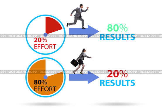 Businessman in pareto rule illustration. Стоковое фото, фотограф Elnur / Фотобанк Лори