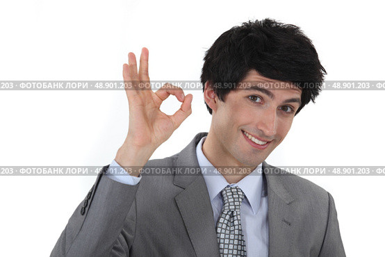 businessman making an OK sign. Стоковое фото, агентство Ingram Publishing / Фотобанк Лори