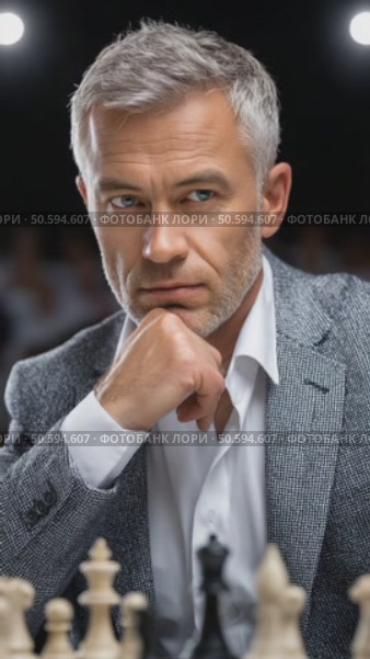 Businessman playing chess making strategic decisions. Стоковое AI-видео, аниматор Юрий Поздников / Фотобанк Лори