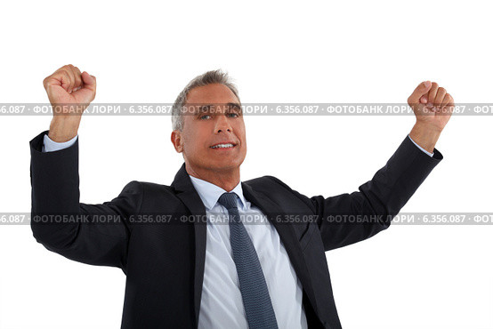Businessman rejoicing. Стоковое фото, фотограф Phovoir Images / Фотобанк Лори