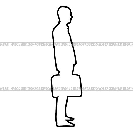 Businessman with briefcase standing Man with a business bag in his hand silhouesse icon black color vector illustration flat style simple image outline. Стоковая иллюстрация, агентство Ingram Publishing / Фотобанк Лори