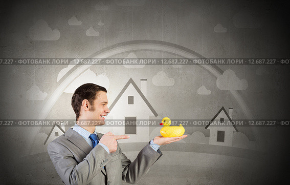Businessman with duck. Стоковое фото, фотограф Sergey Nivens / Фотобанк Лори