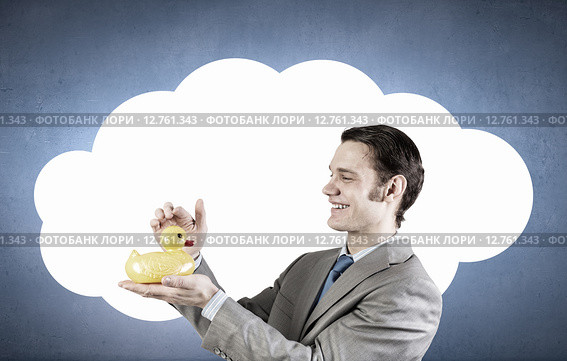 Businessman with duck. Стоковое фото, фотограф Sergey Nivens / Фотобанк Лори