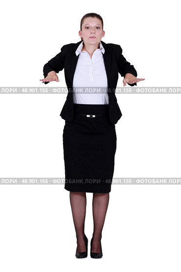 Businesswoman with palms out flat. Стоковое фото, агентство Ingram Publishing / Фотобанк Лори