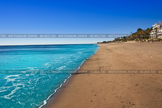 Cala Angels beach playa in Miami Platja of Tarragona at costa Dorada of Catalonia. Стоковое фото, агентство Ingram Publishing / Фотобанк Лори