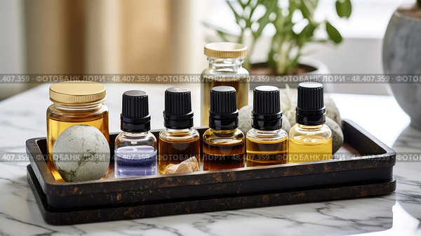 calming bottle essential oil ai generated. Стоковое AI-изображение, AI-художник Vectorwin / Фотобанк Лори