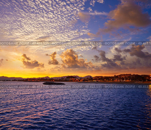 Cambrils beach sunset in Tarragona at Costa Daurada of Catalonia. Стоковое фото, агентство Ingram Publishing / Фотобанк Лори