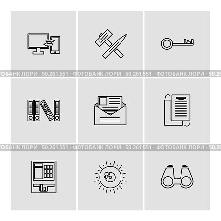 camcoder , camera , video , multimedia , computer , setting , percentage , chemical , news , keyboard,  board , camera , messages ,icon, vector, design,  flat,  collection, style, creative,  icons. Стоковая иллюстрация, агентство Ingram Publishing / Фотобанк Лори