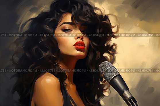 Captivating Beautiful singer woman. Generate ai. Стоковое AI-изображение, AI-художник Иван Рябоконь / Фотобанк Лори