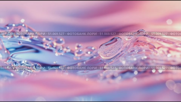 Captivating motion of water droplets showcasing vibrant colors in a tranquil setting. Стоковое AI-видео, аниматор Сергей Толмачёв / Фотобанк Лори