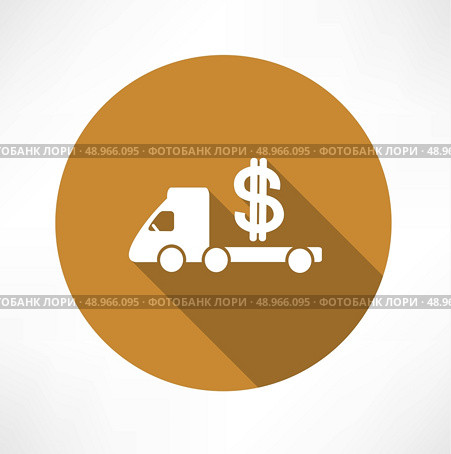 car truck with money icon Flat modern style vector illustration. Стоковая иллюстрация, агентство Ingram Publishing / Фотобанк Лори