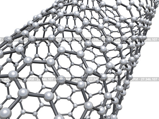 Carbon nanotube fragment, 3d scheme. Стоковая иллюстрация, иллюстратор EugeneSergeev / Фотобанк Лори