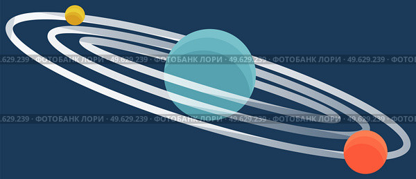 Cartoon fantastic planet on dark blue space background. Saturn made of gases with ring of ice and dust. Sixth planet from Sun in Solar system isolated cartoon flat vector illustration cosmic object. Cartoon fantastic planet on dark blue space background. Saturn made of gases with ring of ice. Стоковая иллюстрация, агентство Ingram Publishing / Фотобанк Лори