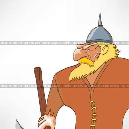 cartoon funny character, viking, vector illustration. Стоковая иллюстрация, агентство Ingram Publishing / Фотобанк Лори