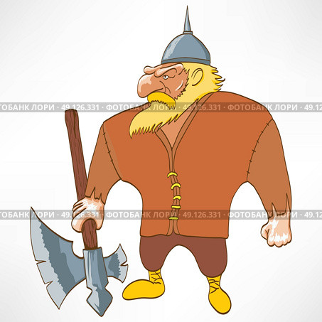 cartoon funny character, viking, vector illustration. Стоковая иллюстрация, агентство Ingram Publishing / Фотобанк Лори
