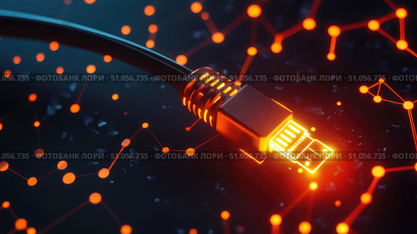 cat5 lighting up network cable ai generated. Стоковое AI-изображение, AI-художник Vectorwin / Фотобанк Лори