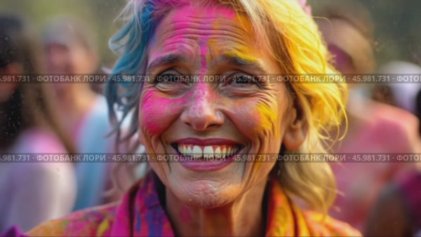 Celebrating Holi With Vibrant Colors and Joyful Moments in a Local Community Festival. Стоковое AI-видео, аниматор Sergey Grishin / Фотобанк Лори