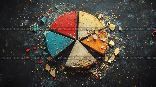 ch disintegrating pie chart ai generated. Стоковое AI-изображение, AI-художник Vectorwin / Фотобанк Лори