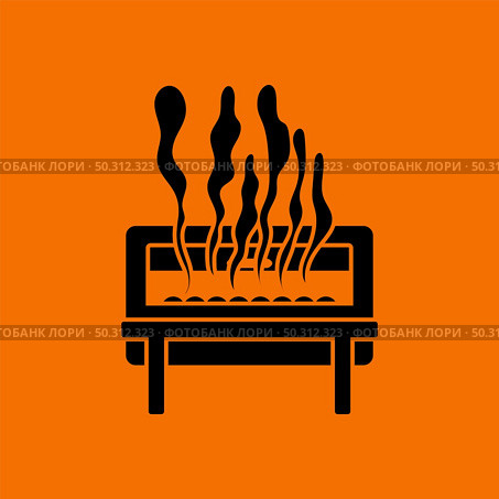 Chafing Dish Icon. Black on Orange Background. Vector Illustration. Стоковая иллюстрация, агентство Ingram Publishing / Фотобанк Лори