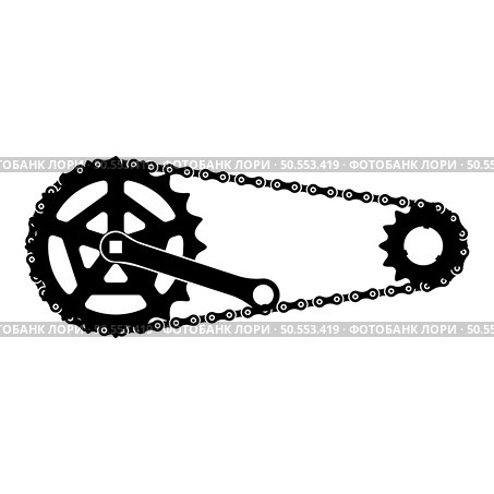 Chain bicycle link bike motorcycle two element crankset cogwheel sprocket crank length with gear for bicycle cassette system bike icon black color vector illustration image flat style simple. Chain bicycle link bike motorcycle two element crankset cogwheel sprocket crank length with gear for bicycle cassette system bike icon black color vector illustration image flat style. Стоковая иллюстрация, агентство Ingram Publishing / Фотобанк Лори