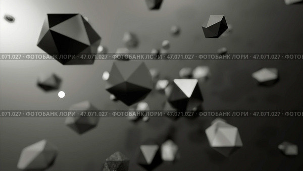 Chaotic rotation of polygonal balls in stream. Стоковая иллюстрация, иллюстратор David Kashakhi / Фотобанк Лори