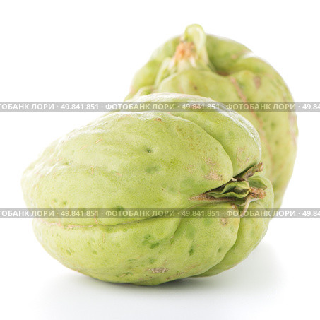 Chayote also known as chow chow and Chu Chu isolated on white. Стоковое фото, агентство Ingram Publishing / Фотобанк Лори