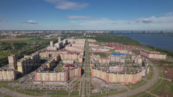 Чебоксары - микрорайон Новый Город (аэросъемка 2022 года) Стоковое видео, видеограф Владислав Самошкин / Фотобанк Лори