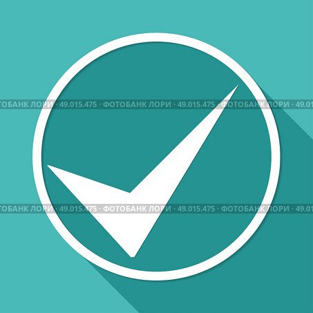 check mark on white circle with a long shadow. Стоковая иллюстрация, агентство Ingram Publishing / Фотобанк Лори