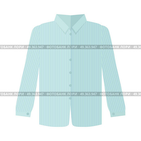 Checkered Grey Shirt Flat Style Vector Illustration. Checkered grey shirt with long sleeve icon. Man s everyday clothing, classic country style vector illustration isolated on white background. For clothing store ad, wear concept, app button, web design. Стоковая иллюстрация, агентство Ingram Publishing / Фотобанк Лори