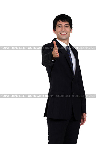 Cheerful man handshaking. Стоковое фото, агентство Ingram Publishing / Фотобанк Лори