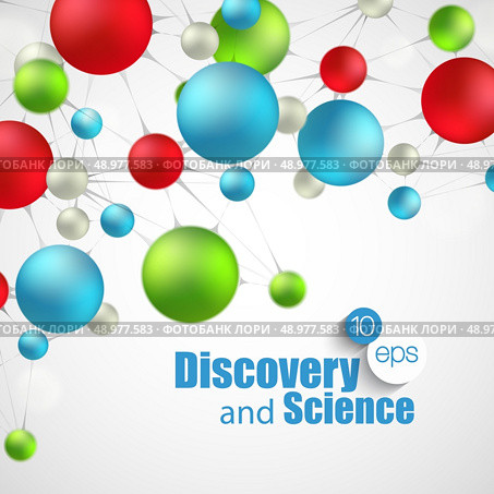 Chemical Science and discovery. Vector illustration. Molecule and flasks. Стоковая иллюстрация, агентство Ingram Publishing / Фотобанк Лори