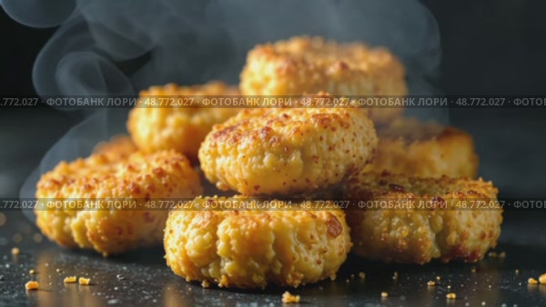 Chicken nuggets on dark background, photo food restaurant menu. AI Generative. Стоковое AI-видео, аниматор Spirit River / Фотобанк Лори
