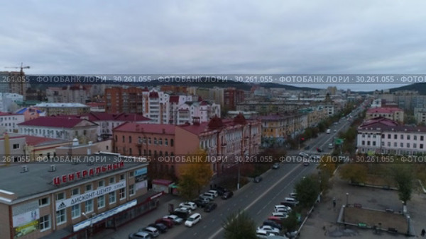Чита, Забайкалье. Вид на город с дрона. (2018 год). Редакционное видео, видеограф Евгений Ковалев / Фотобанк Лори