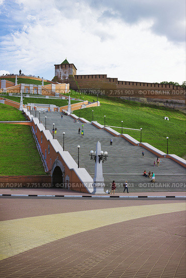 Чкаловская лестница. Нижний Новгород (2015 год). Редакционное фото, фотограф Александр Романов / Фотобанк Лори