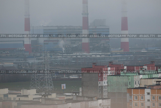 CHP minsk huge pipes with steam. Belarus. Стоковое фото, агентство Ingram Publishing / Фотобанк Лори