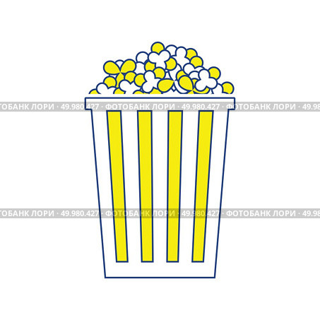 Cinema popcorn icon. Thin line design. Vector illustration. Стоковое фото, агентство Ingram Publishing / Фотобанк Лори