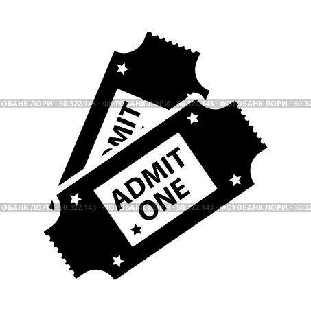 Cinema Tickets Icon. Black Stencil Design. Vector Illustration. Стоковая иллюстрация, агентство Ingram Publishing / Фотобанк Лори