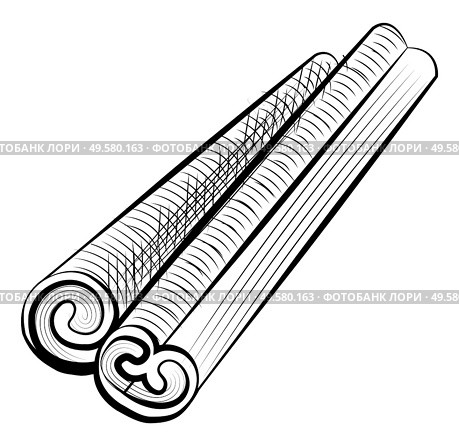 Cinnamon twist sticks isolated monochrome icon. Vector hand drawn coffee aroma ingredient, involute canella symbol, element of cooking java drink, seasoning. Cinnamon Twist Sticks Isolated Monochrome Vector. Стоковая иллюстрация, агентство Ingram Publishing / Фотобанк Лори