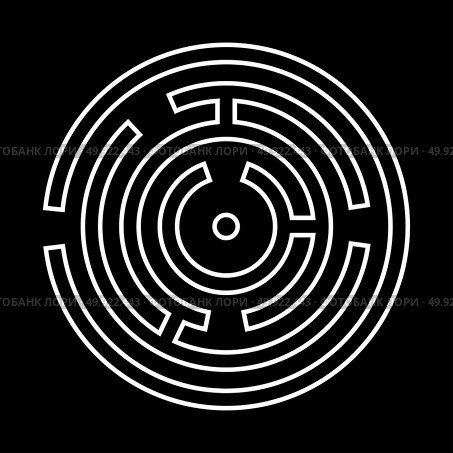 Circle maze or labyrinth white icon . Стоковое фото, агентство Ingram Publishing / Фотобанк Лори