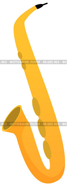 Classical music wind instrument saxophone. Blues, funk or jazz musical equipmen isolated on white background. Brass band sax golden metallic attribute musical tube for trumpet player musician. Classical music wind instrument saxophone. Blues, funk or jazz musical equipmen isolated on white. Стоковая иллюстрация, агентство Ingram Publishing / Фотобанк Лори