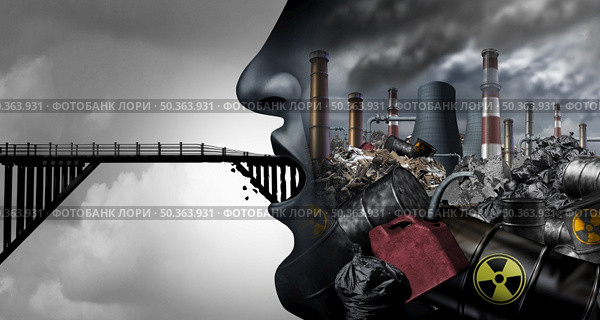 Climate shutdown and Ecological closures or closed due to environmental issues as an eco concept for the environment pollution lockdown and low air quality for a sustainable planet with 3D illustration elements. Стоковое фото, агентство Ingram Publishing / Фотобанк Лори