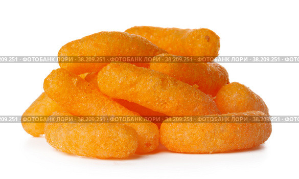 Close up cheese puff balls isolated on white. Стоковое фото, фотограф Сергей Толмачёв / Фотобанк Лори