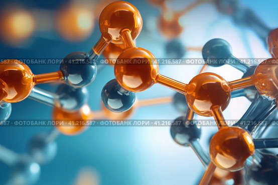 Close Up of Orange and Blue Structure. Стоковое AI-изображение, AI-художник Поликарпов Владимир Владимирович / Фотобанк Лори
