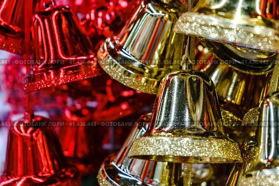 Close up view of colorful Christmas bells. Стоковое фото, фотограф Галина Царькова / Фотобанк Лори