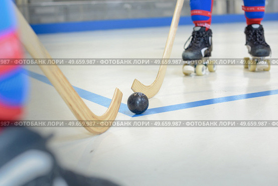 Closeup of roller hockey game. Стоковое фото, агентство Ingram Publishing / Фотобанк Лори