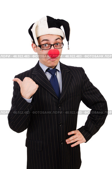 Clown businessman isolated on white. Стоковое фото, агентство Ingram Publishing / Фотобанк Лори