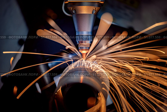 CNC Laser and gas cutting of metal, modern industrial technology. Стоковое фото, фотограф Андрей Армягов / Фотобанк Лори