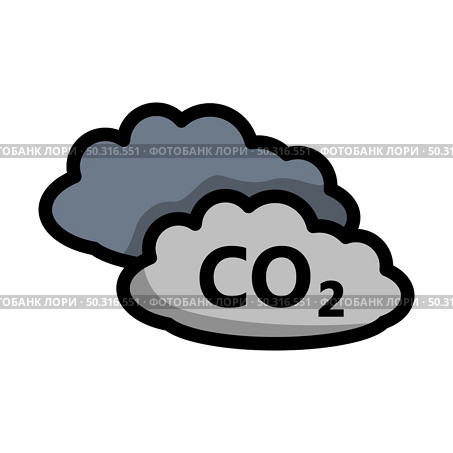 CO 2 Cloud Icon. Editable Bold Outline With Color Fill Design. Vector Illustration. Стоковая иллюстрация, агентство Ingram Publishing / Фотобанк Лори