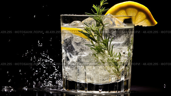 cocktail glass of seltzer ai generated. Стоковое AI-изображение, AI-художник Vectorwin / Фотобанк Лори